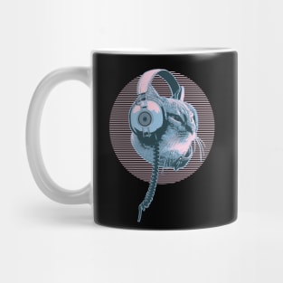 Melophile Music Lover Headphones Cat - Vapor Wave Colors 1 - Melophile Mug